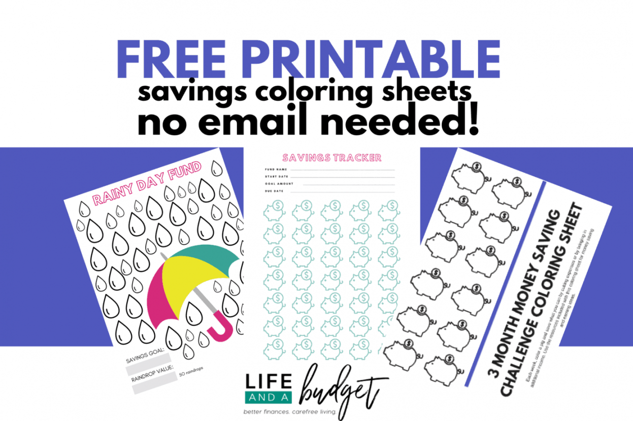 FREE Printable Savings Tracker Coloring Pages - Life and a Budget - FREE Printables - Free Printable Savings Tracker Coloring Pages