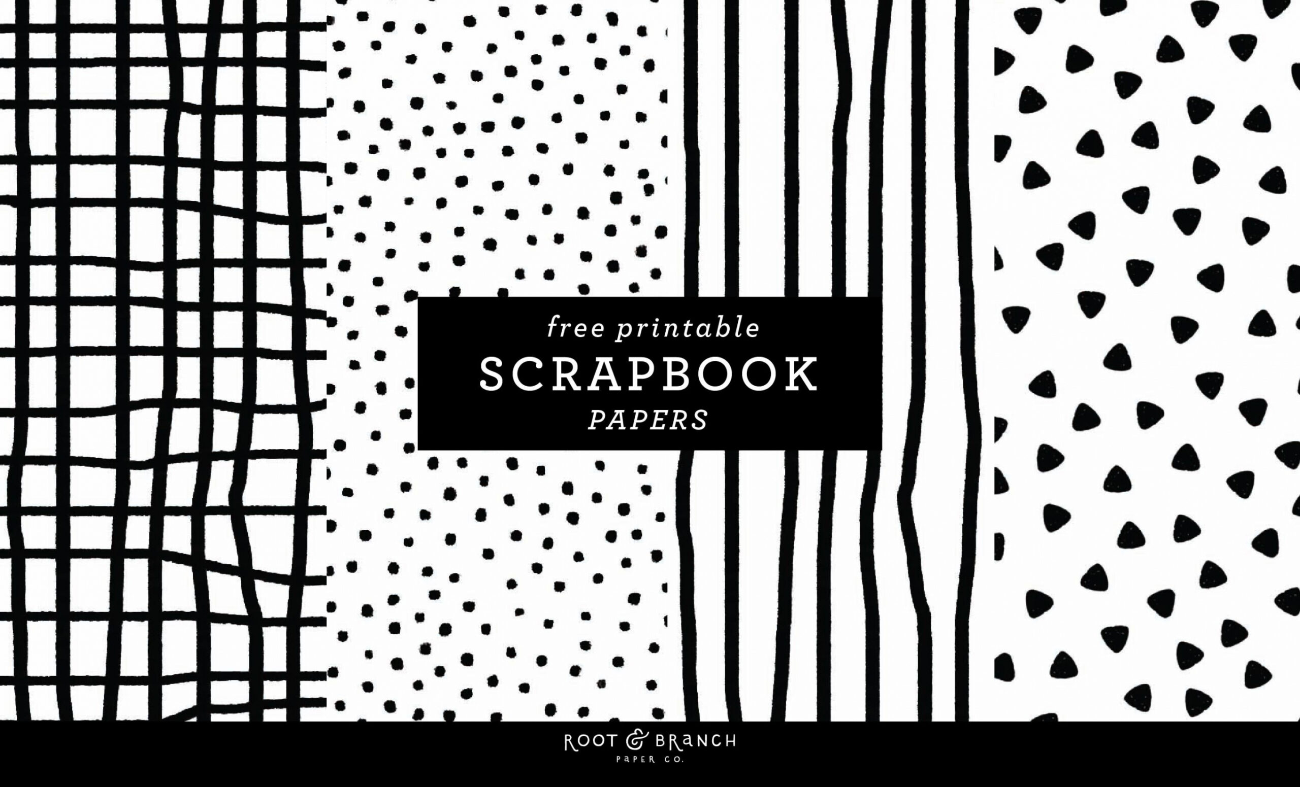 Free Printable Scrapbook Papers: Black and White Prints — Root  - FREE Printables - Printable Scrapbook Paper Free