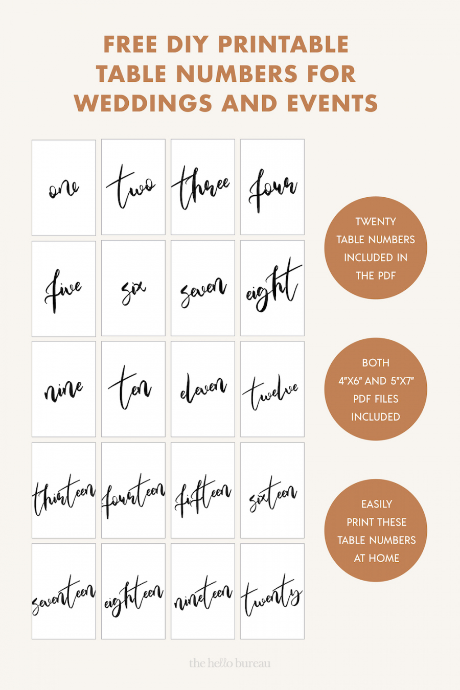 Free Printable Table Numbers For Weddings And Events - FREE Printables - Table Numbers Printable Free
