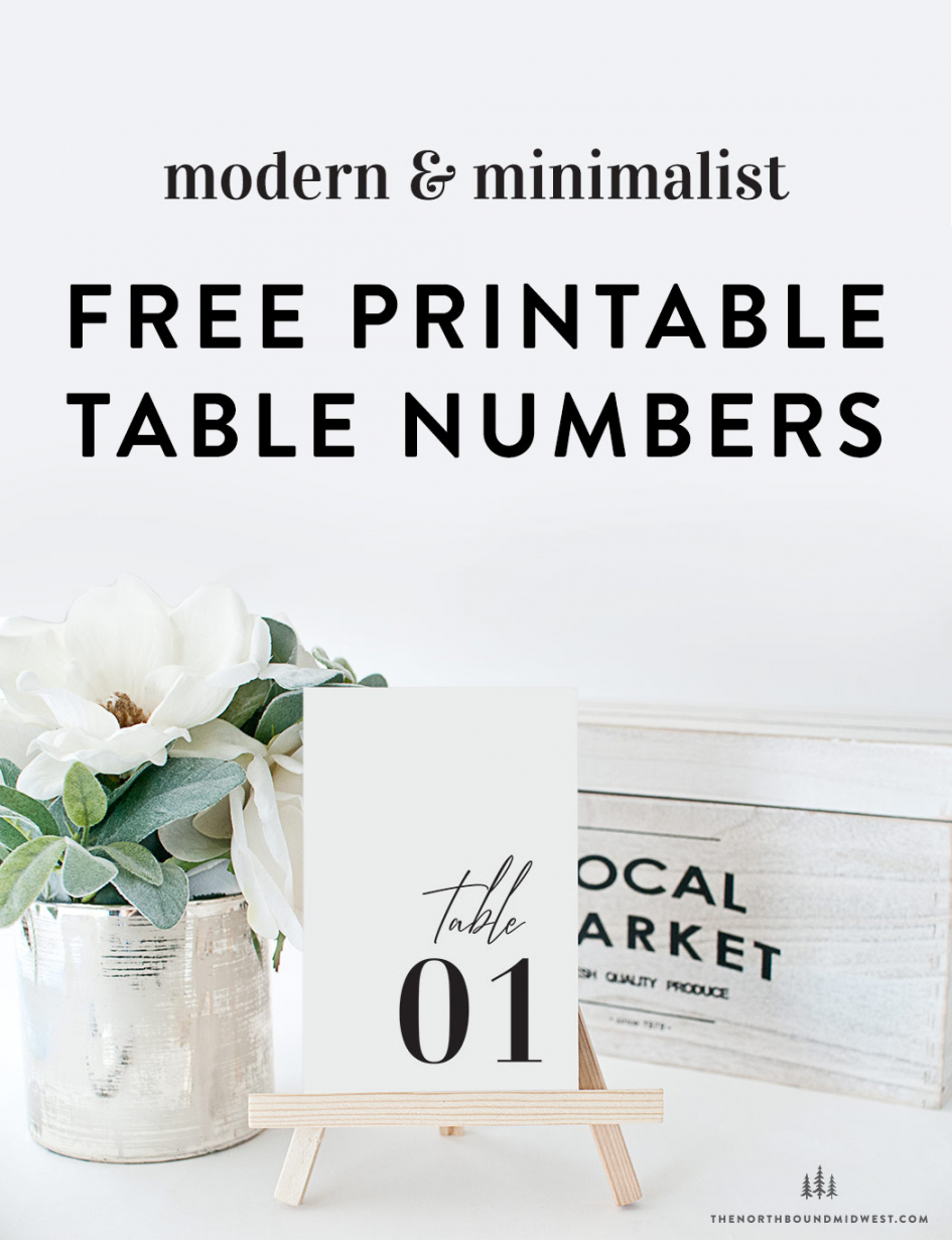 Free Printable Table Numbers  Modern & Minimalist  - - FREE Printables - Table Numbers Free Printable
