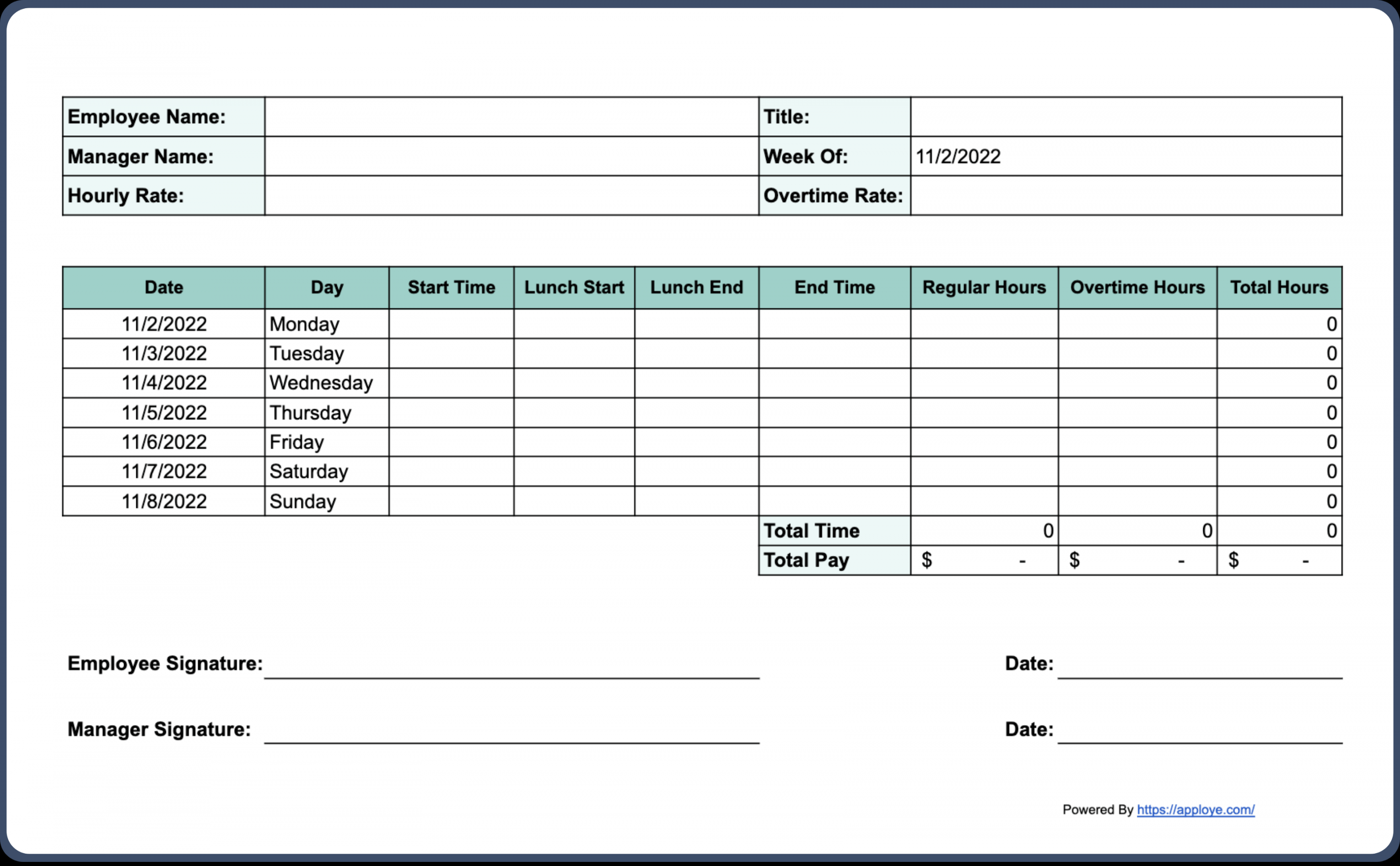 Free Printable Timesheet Templates (Excel, Word, PDF) - FREE Printables - Free Printable Weekly Time Sheets