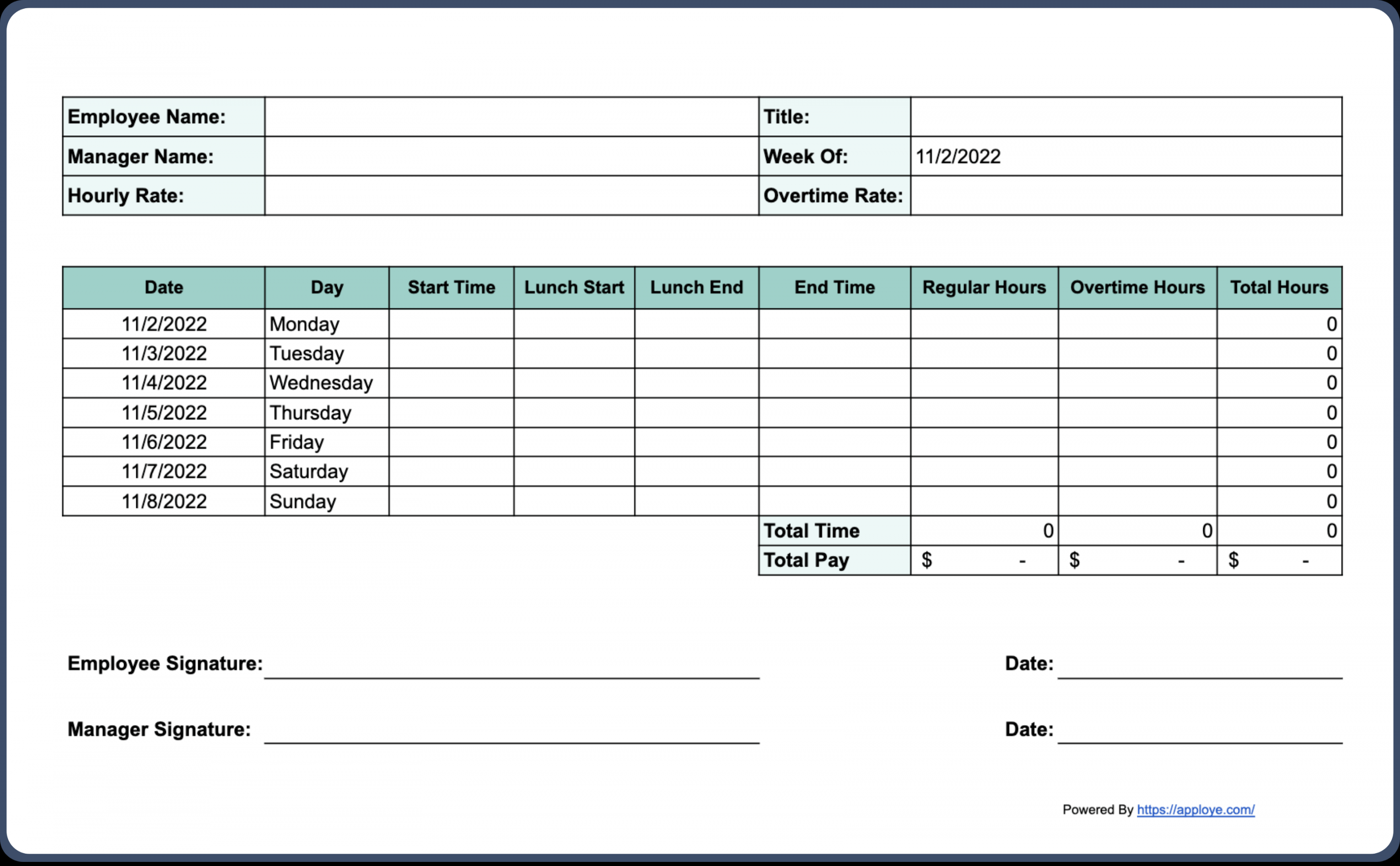 Free Printable Timesheet Templates (Excel, Word, PDF) - FREE Printables - Pdf Free Printable Weekly Timesheet Template