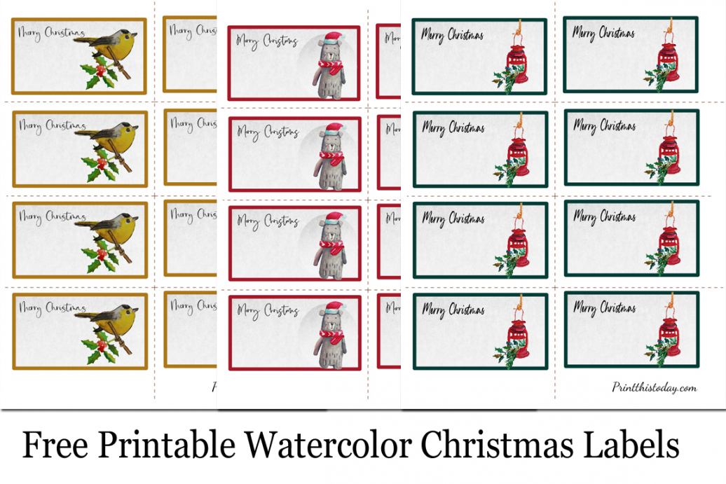 Free Printable Watercolor Christmas Labels - FREE Printables - Free Printable Christmas Labels