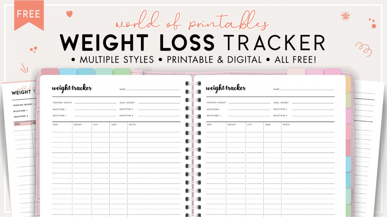 Free Printable Weight Loss Tracker - World of Printables - FREE Printables - Free Printable Weight Loss Journal