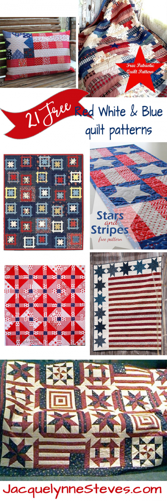 Free Red, White and Blue Quilt Patterns - Jacquelynne Steves - FREE Printables - Free Printable Patriotic Quilt Patterns