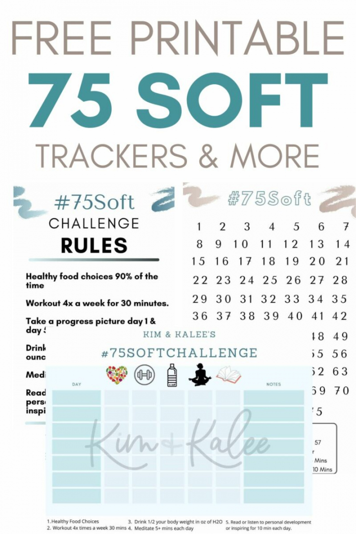 Free  Soft Printable Calendar, Worksheet & Template –  Soft - FREE Printables - 75 Soft Challenge Printable Free