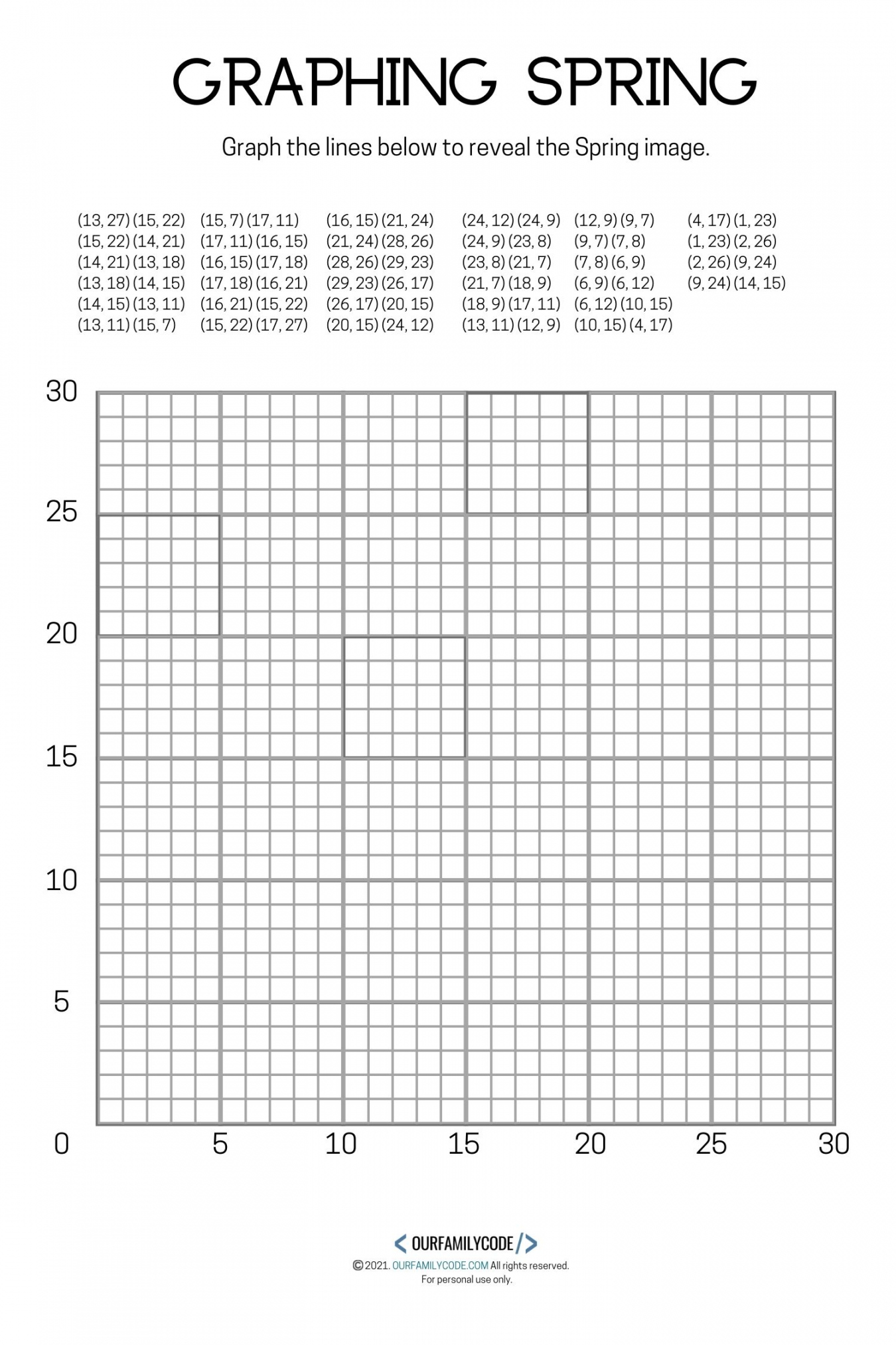 Free Spring Graphing Math Worksheets - Our Family Code - FREE Printables - Free Printable Coordinate Graphing Pictures Worksheets