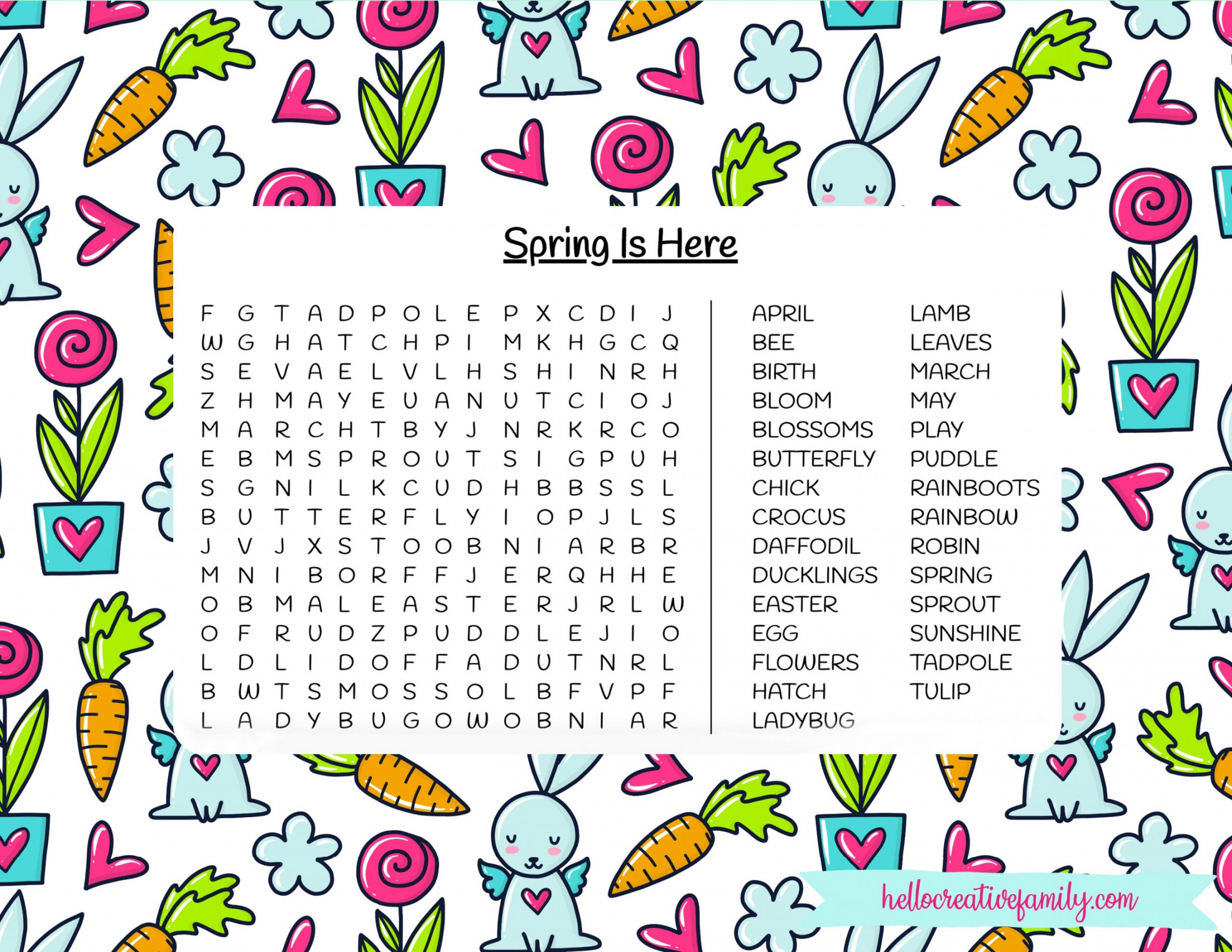 Free Spring Word Search Printable - Hello Creative Family - FREE Printables - Free Printable Spring Word Search