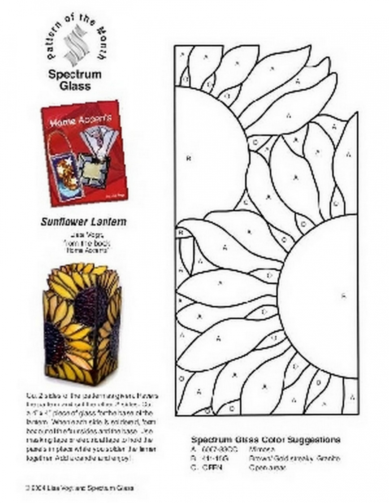 Free Stained Glass Pattern -Sunflower Lantern-P - FREE Printables - Stained Glass Patterns Free Printable