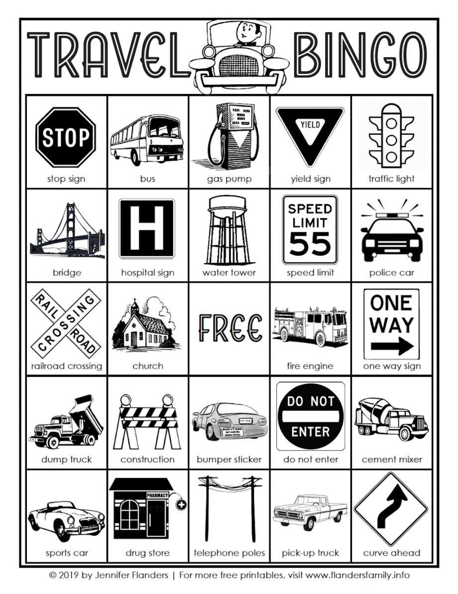 Free Travel Bingo Cards - Flanders Family Homelife - FREE Printables - Road Trip Bingo Free Printable