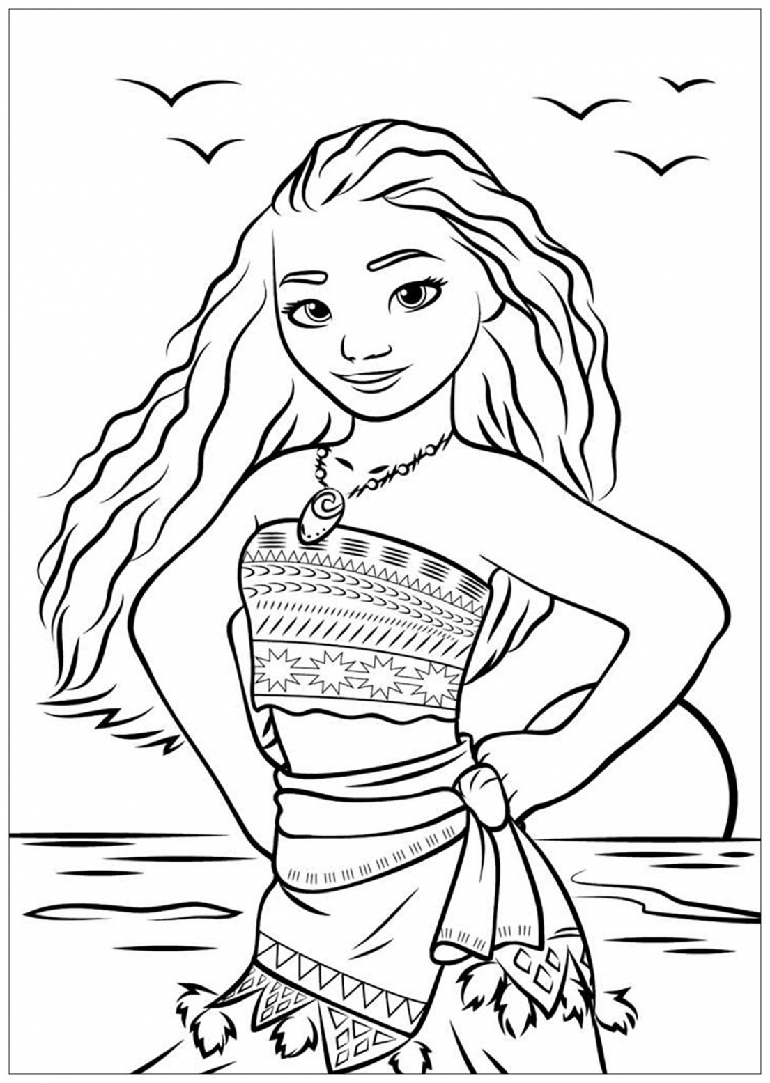 Free Vaiana drawing to print and color - Moana Kids Coloring Pages - FREE Printables - Free Printable Moana Coloring Pages