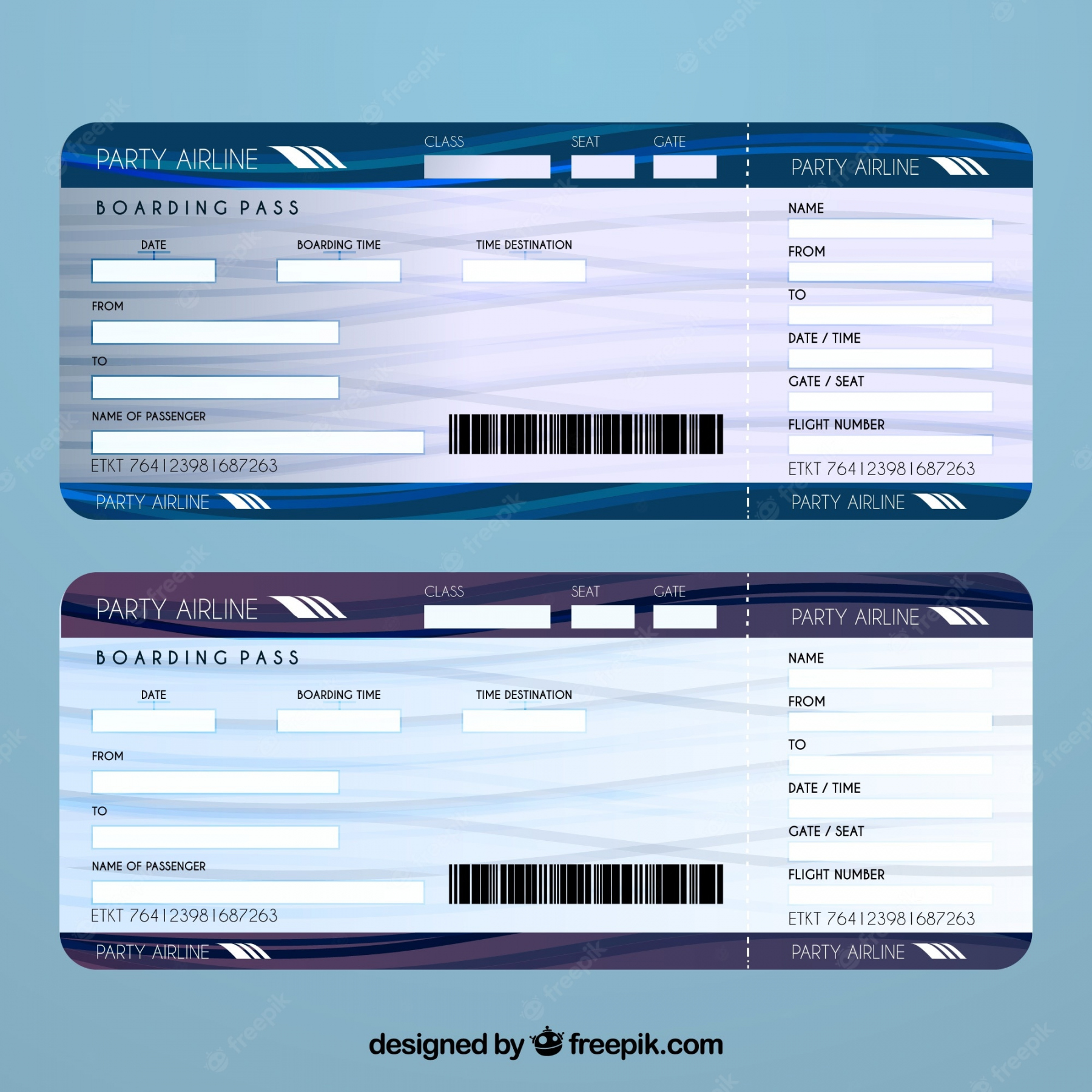 Free Vector  Airline ticket template - FREE Printables - Printable Free Editable Airline Ticket Template