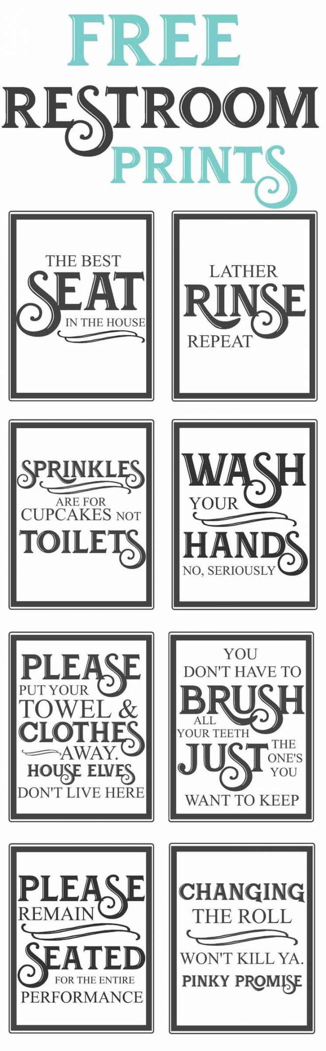 Free Vintage Bathroom Printables - The Mountain View Cottage  - FREE Printables - Free Printable Vintage Bathroom Signs