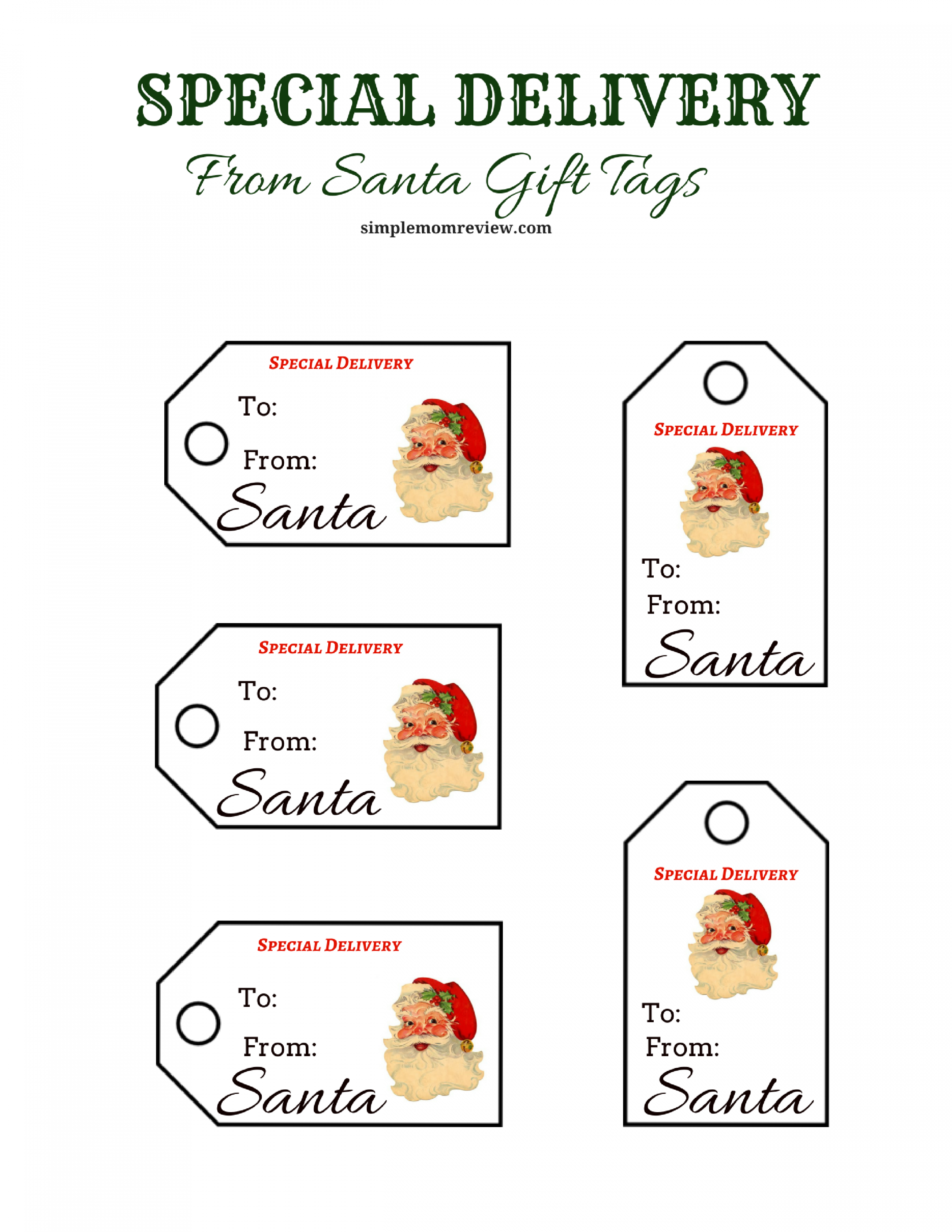 From Santa Gift Tags: Free Printable - Simple Mom Review - FREE Printables - Free Printable Santa Gift Tags