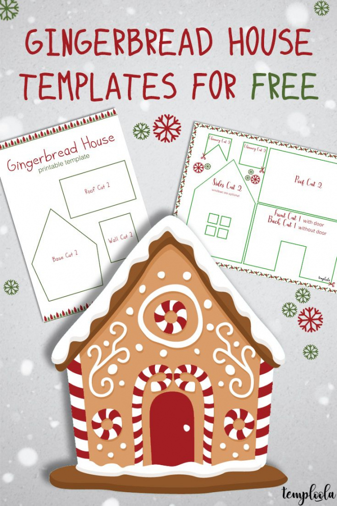 Gingerbread house templates for free  Temploola  Gingerbread  - FREE Printables - Free Printable Gingerbread House Template