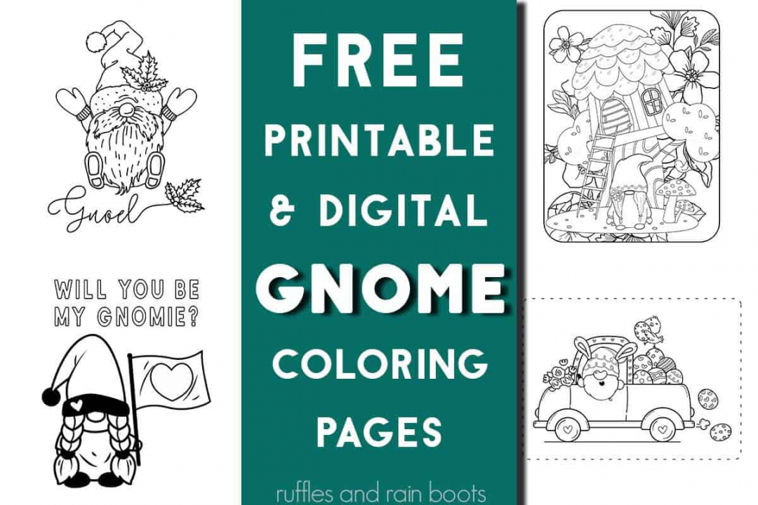 Gnome Coloring Pages both Printable and Digital - Ruffles and Rain  - FREE Printables - Free Printable Gnome Images