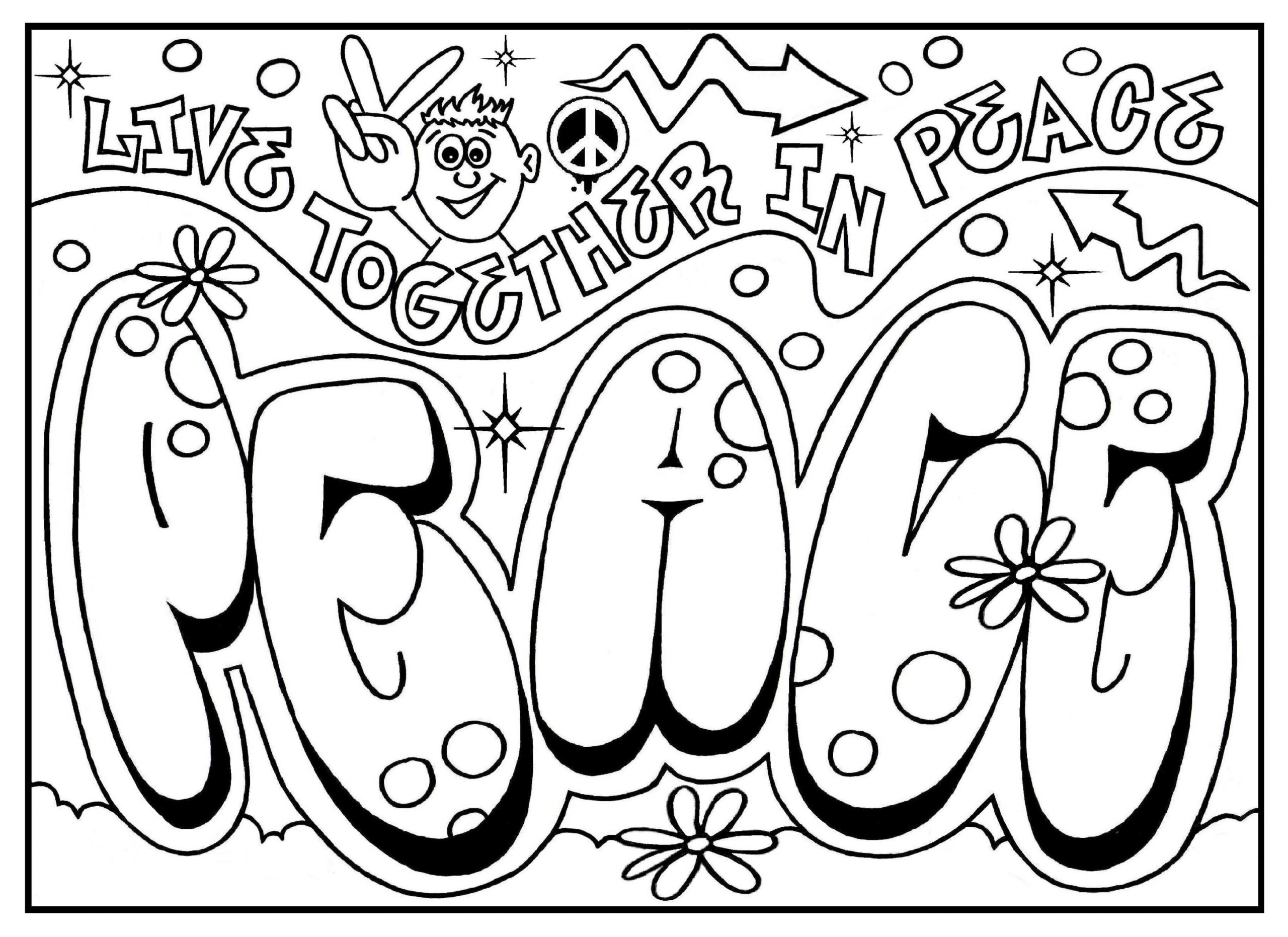 Graffiti Coloring Pages for Teens and Adults - Best Coloring Pages  - FREE Printables - Free Printable Street Art Graffiti Coloring Pages