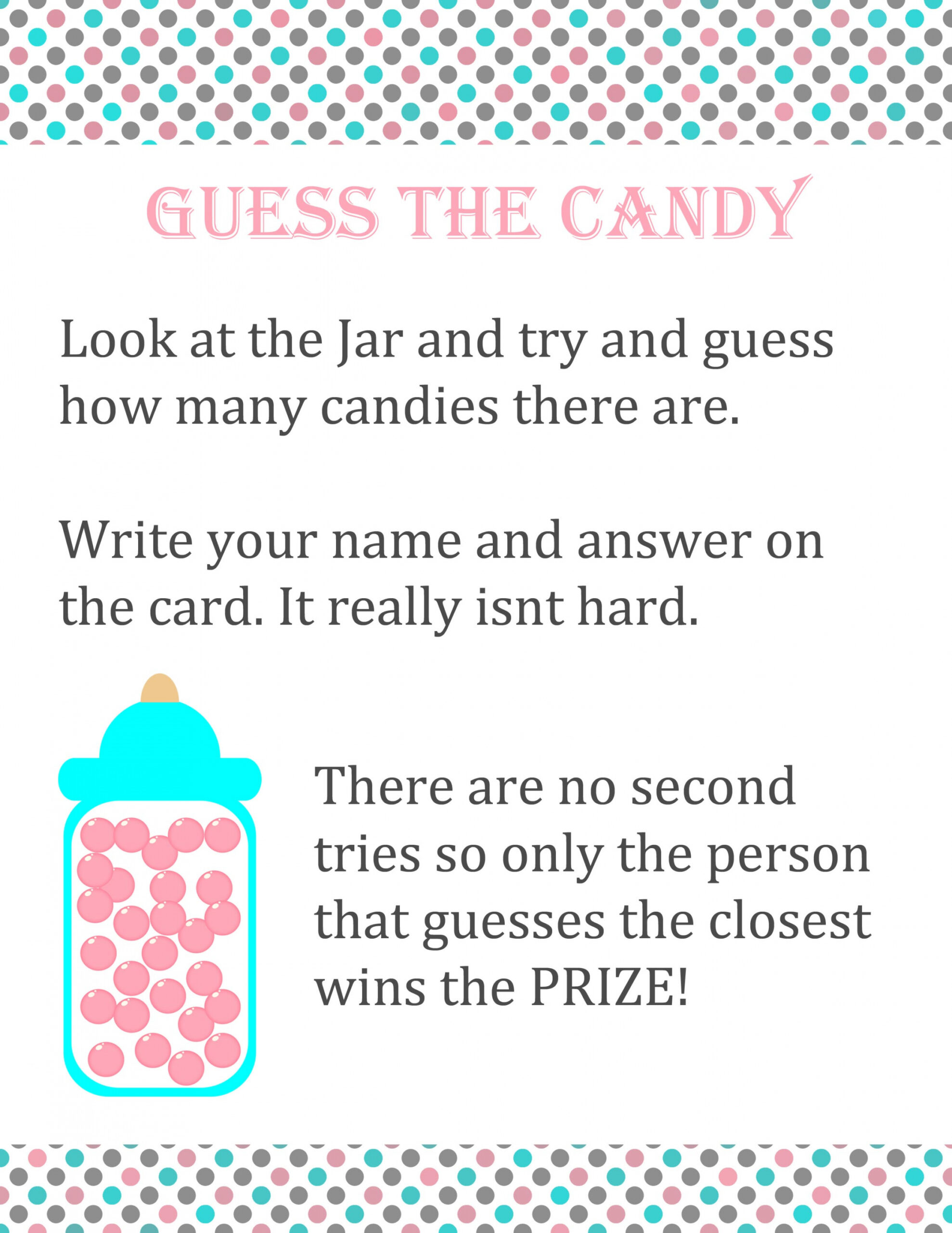 Guess how many in the jar - FREE Printables - Free Printable Guess How Many Sweets In The Jar Template