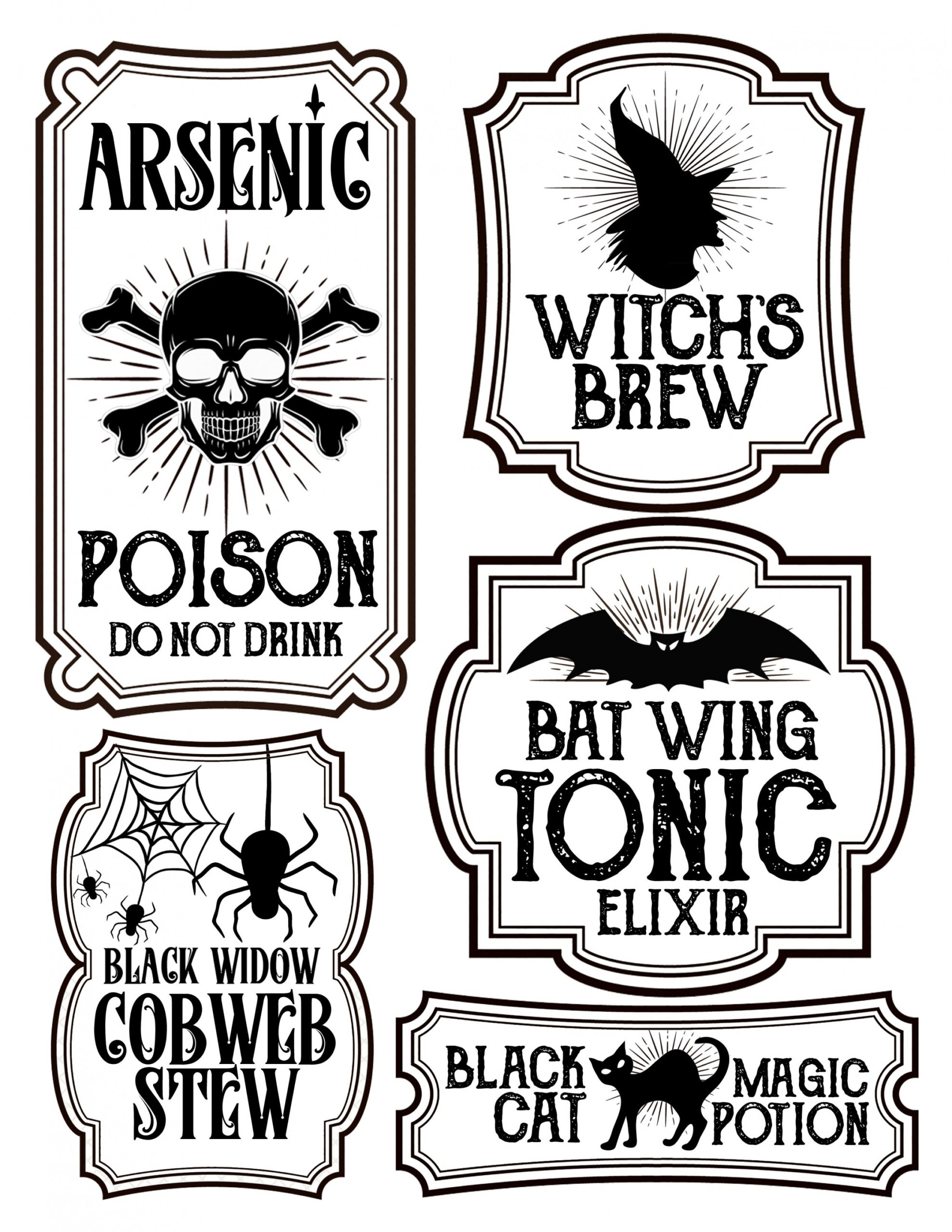 Halloween Bottle Labels - Free Printables - Potions Labels  - FREE Printables - Pdf Free Printable Halloween Labels