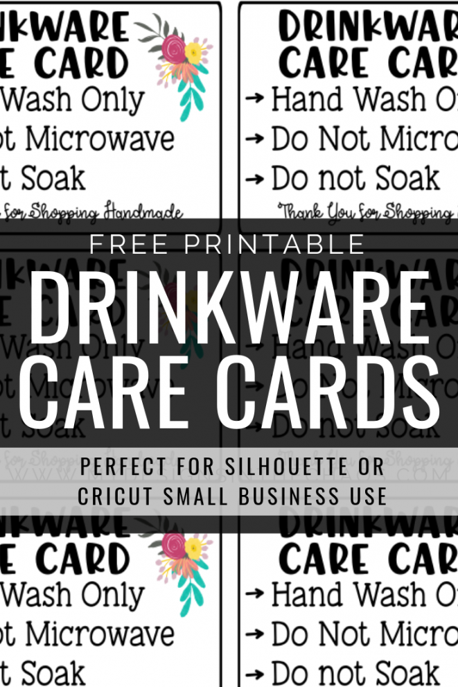 Handmade Shops will Love these Free Printable Drinkware Care Cards  - FREE Printables - Free Printable Tumbler Care Instructions