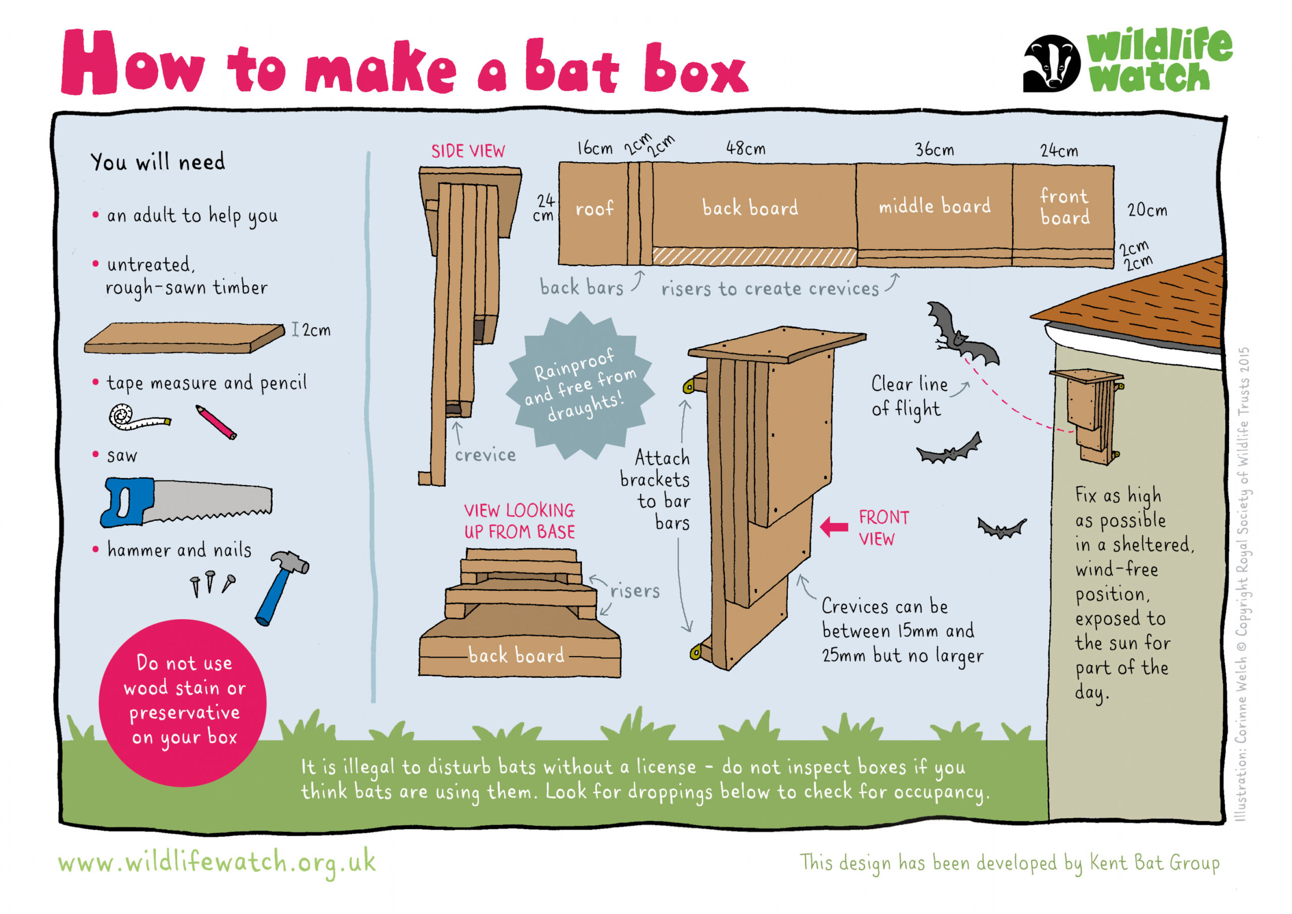 How to build a bat box  The Wildlife Trusts - FREE Printables - Free Printable Bat House Plans
