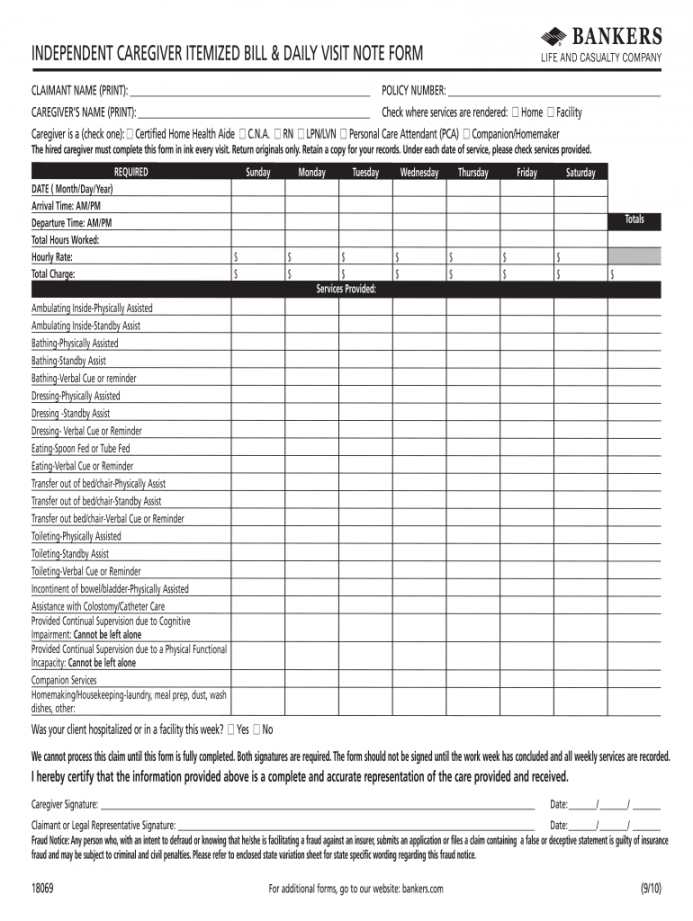 Independent caregiver daily notes: Fill out & sign online  DocHub - FREE Printables - Free Printable Caregiver Forms