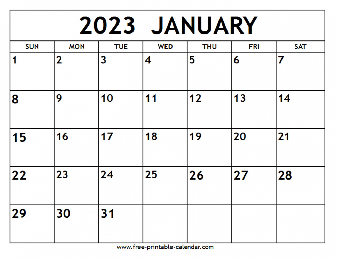 January  Calendar - Free-printable-calendar - Free Printable Calendar 2023 January