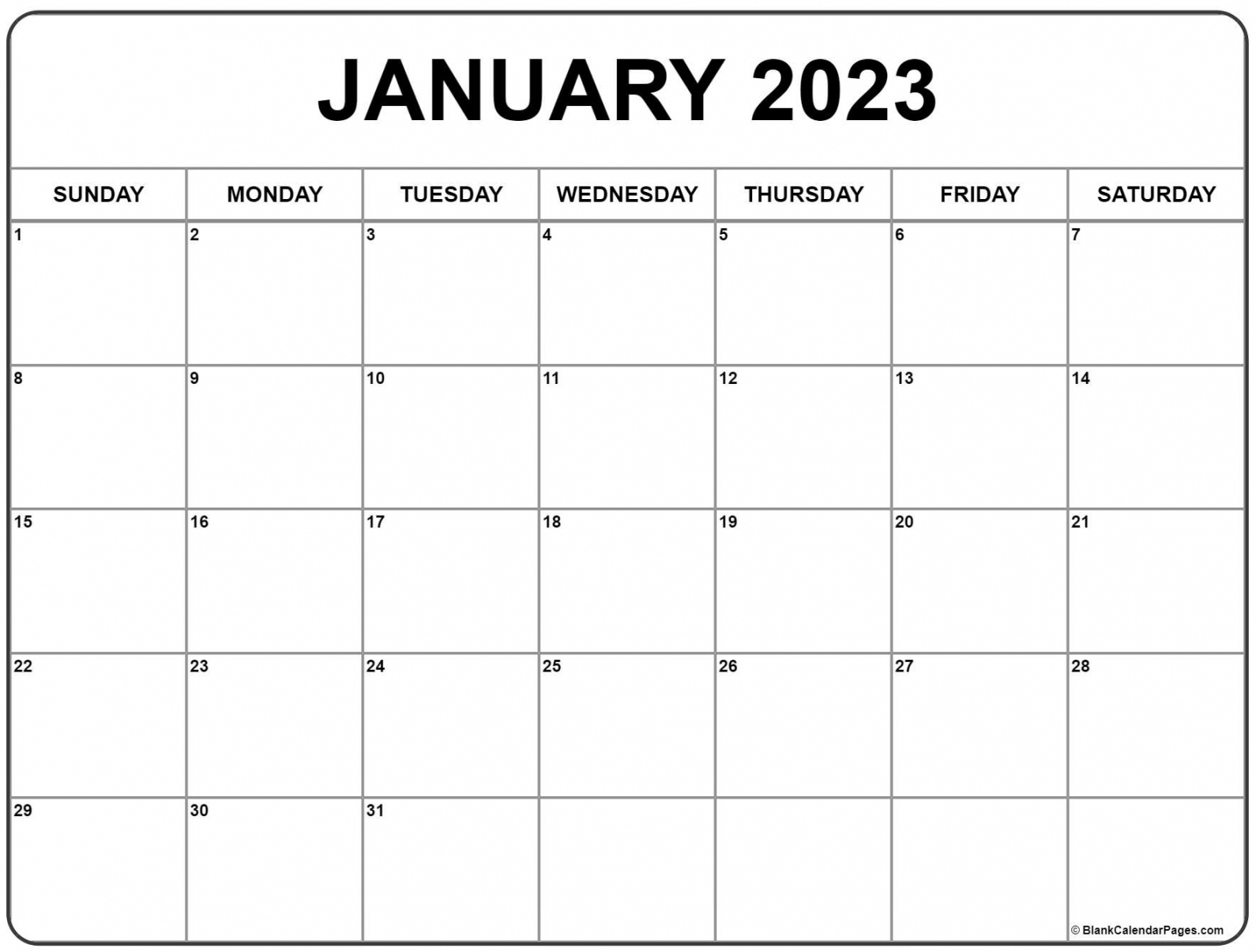 January  calendar  free printable calendar - FREE Printables - Free Printable Calendar 2023 January