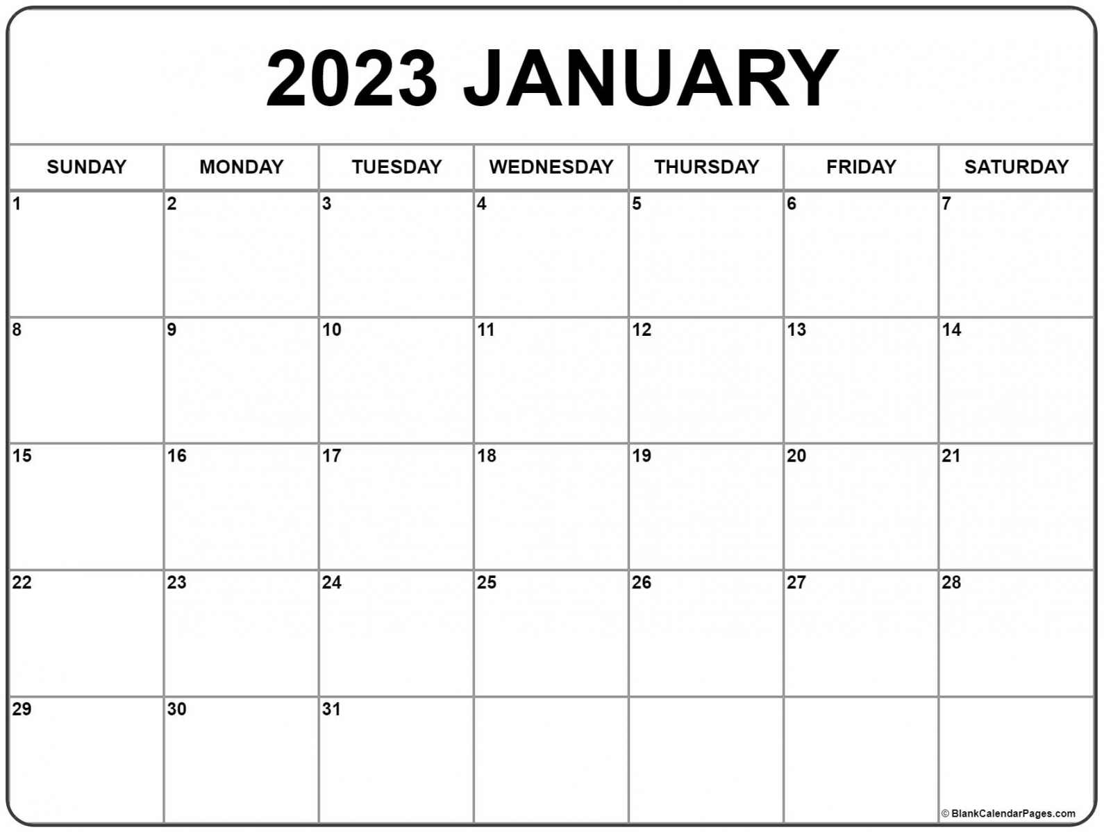 January  calendar  free printable calendar - FREE Printables - Free Printable Monthly January 2023 Calendar