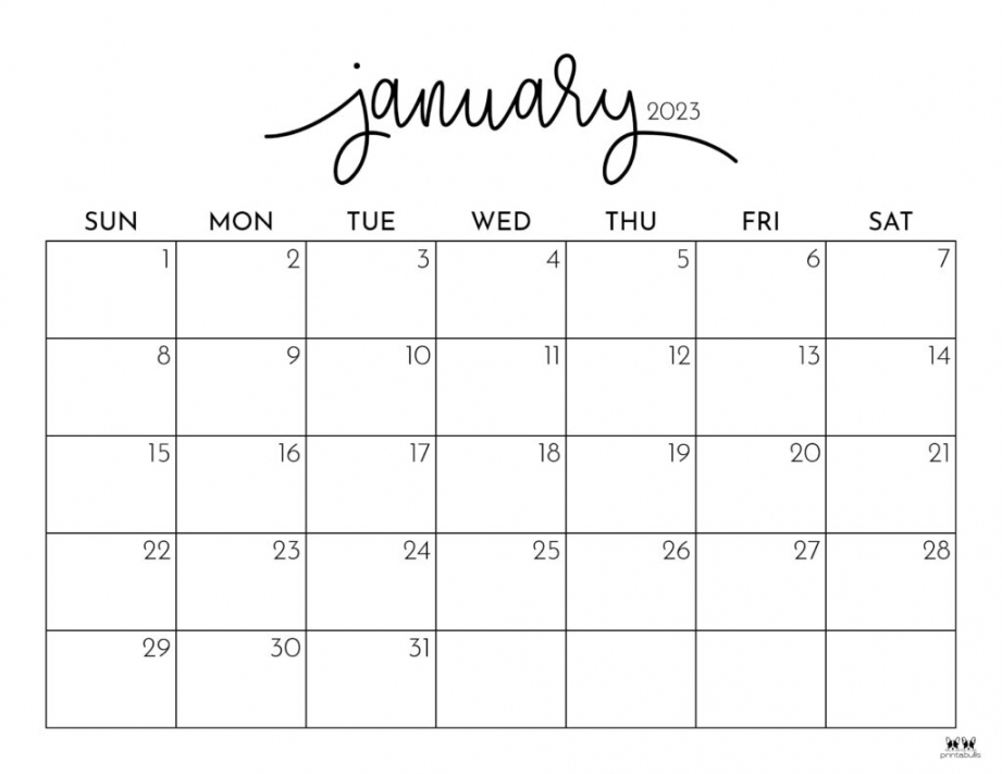 January  Calendars -  FREE Printables  Printabulls - FREE Printables - January Free Printable Calendar 2023