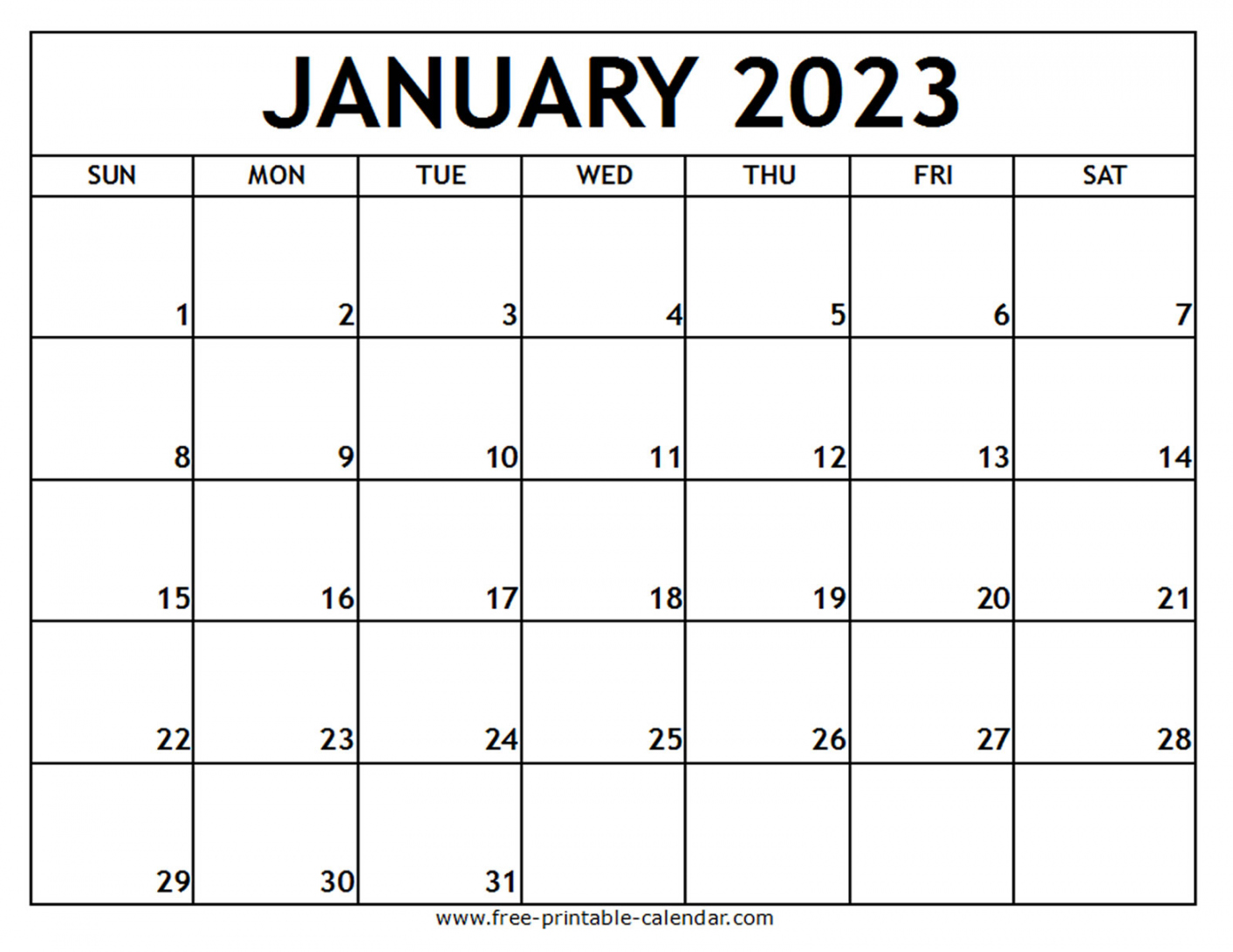 January  Printable Calendar - Free-printable-calendar - January Free Printable Calendar 2023