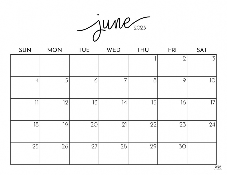 June  Calendars -  FREE Printables  Printabulls - FREE Printables - Free Printable June 2023 Calendar