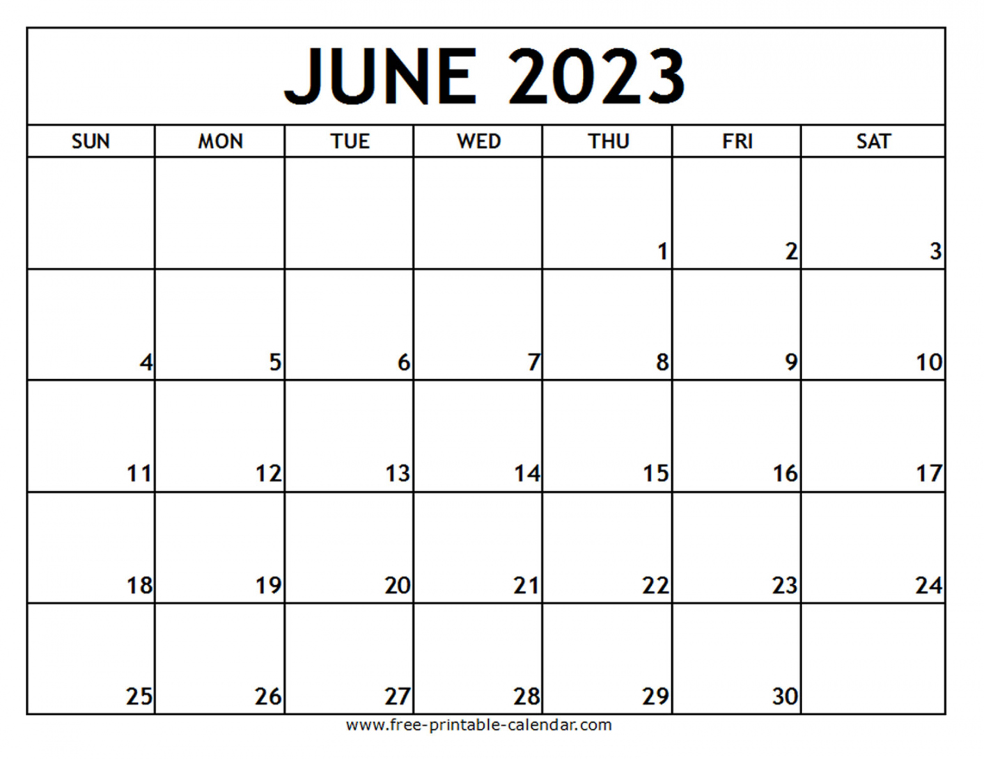 June  Printable Calendar - Free-printable-calendar - Free Printable Calendar June 2023