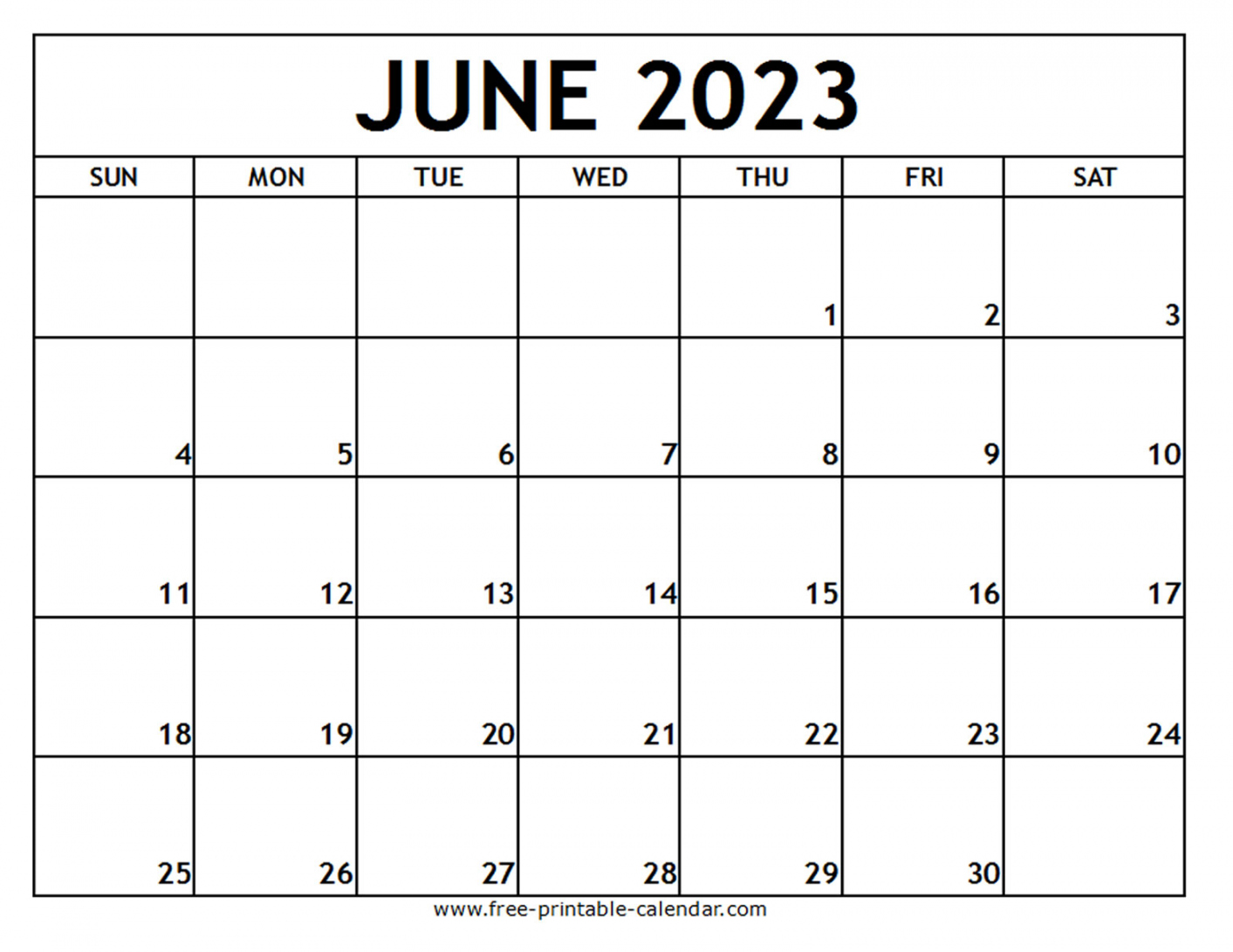 June  Printable Calendar - Free-printable-calendar - Free Printable June 2023 Calendar
