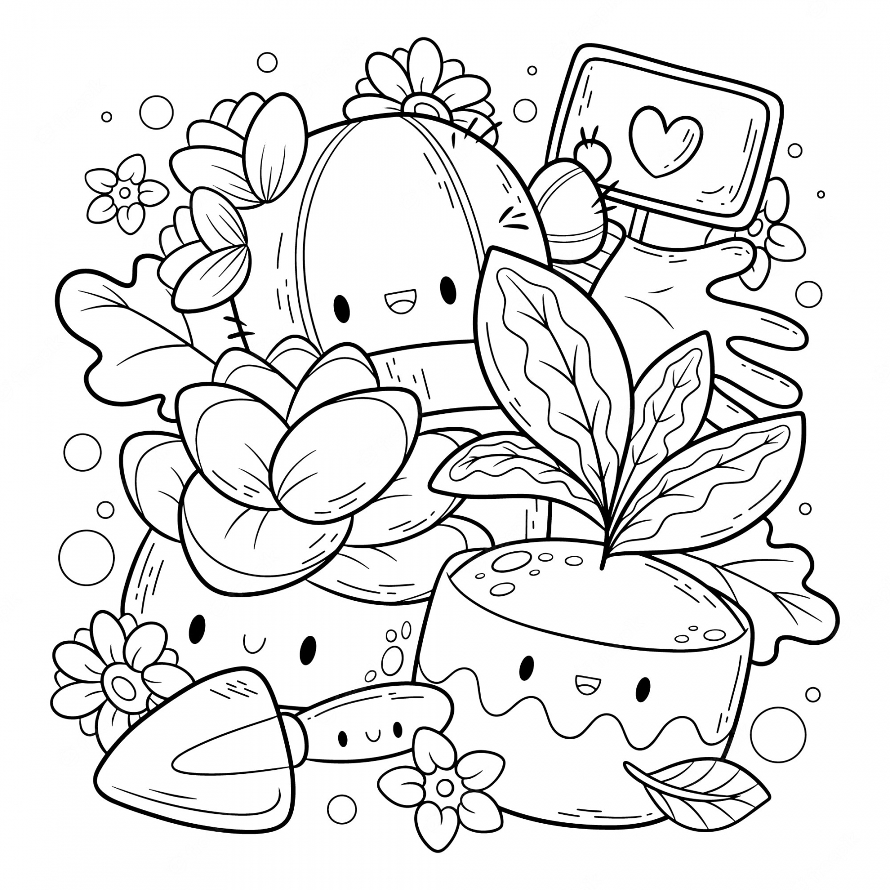 Kawaii Coloring Page Images - Free Download on Freepik - FREE Printables - Cute Free Printable Coloring Pages