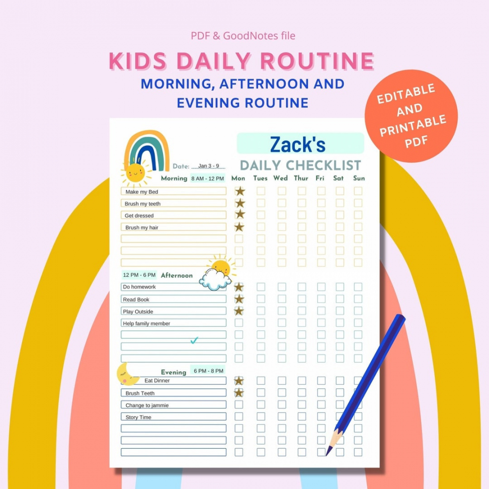 Kids Daily Routine Chart ADHD Planner Printable Planner - Etsy Nederland - FREE Printables - Free Printable Adhd Routine Charts