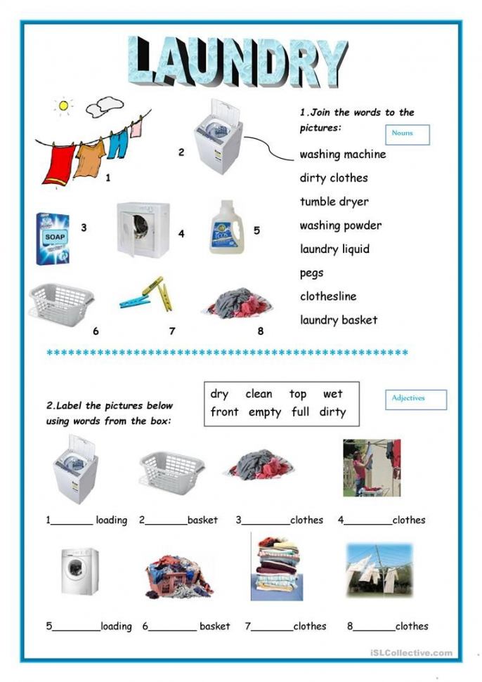 Laundry - English ESL Worksheets for distance learning and  - FREE Printables - Free Printable Life Skills Worksheets
