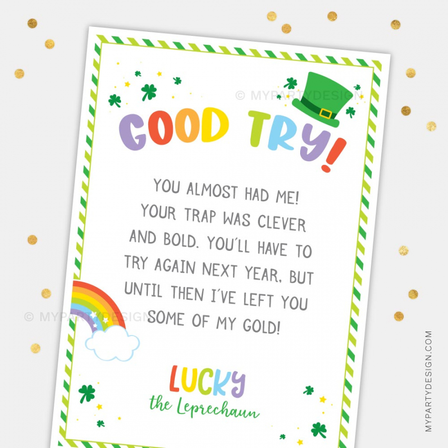 Leprechaun Trap Letter Template for St Patrick’s Day - FREE Printables - Free Printable Leprechaun Trap Notes