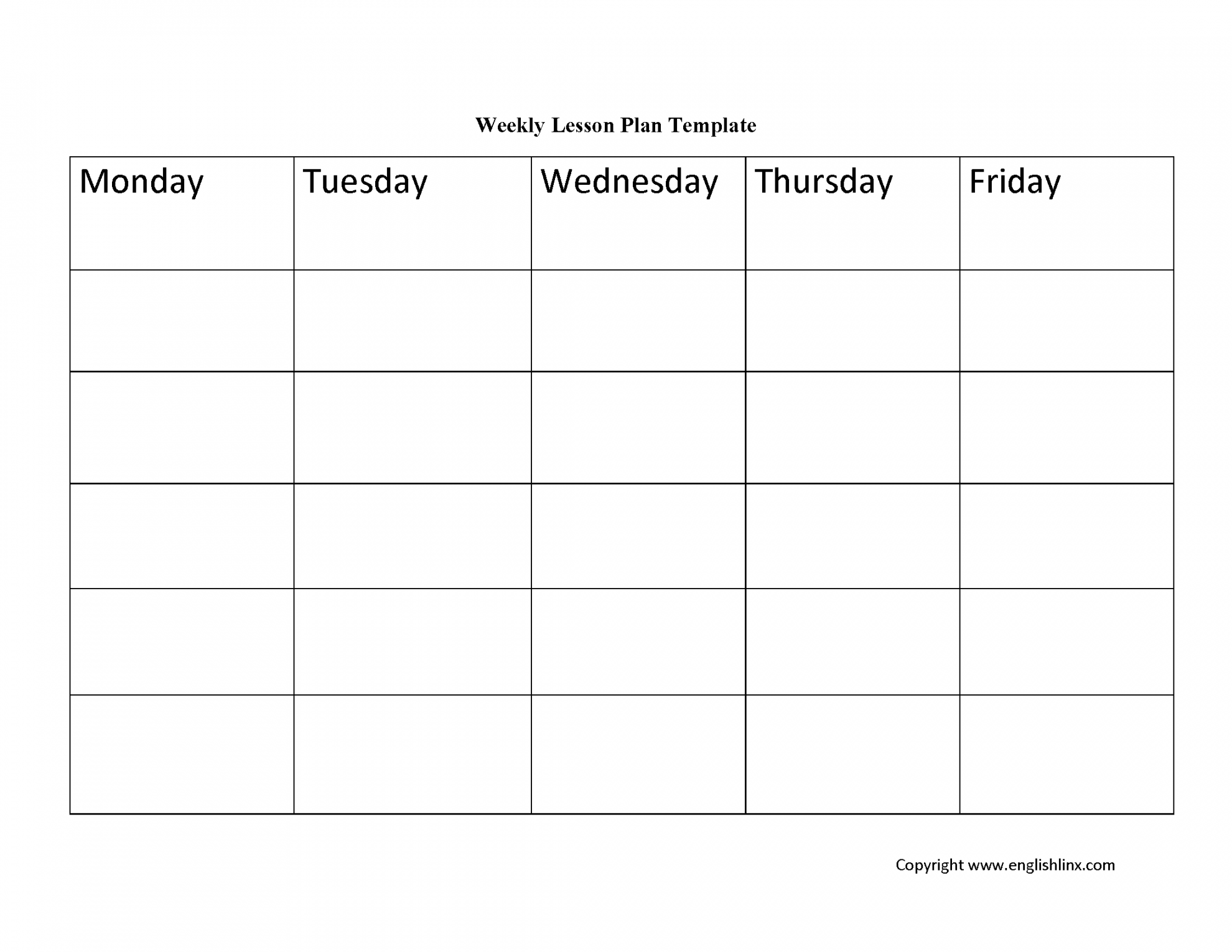 Lesson Plan Template  Weekly Lesson Plan Template - FREE Printables - Printable Free Weekly Lesson Plan Template