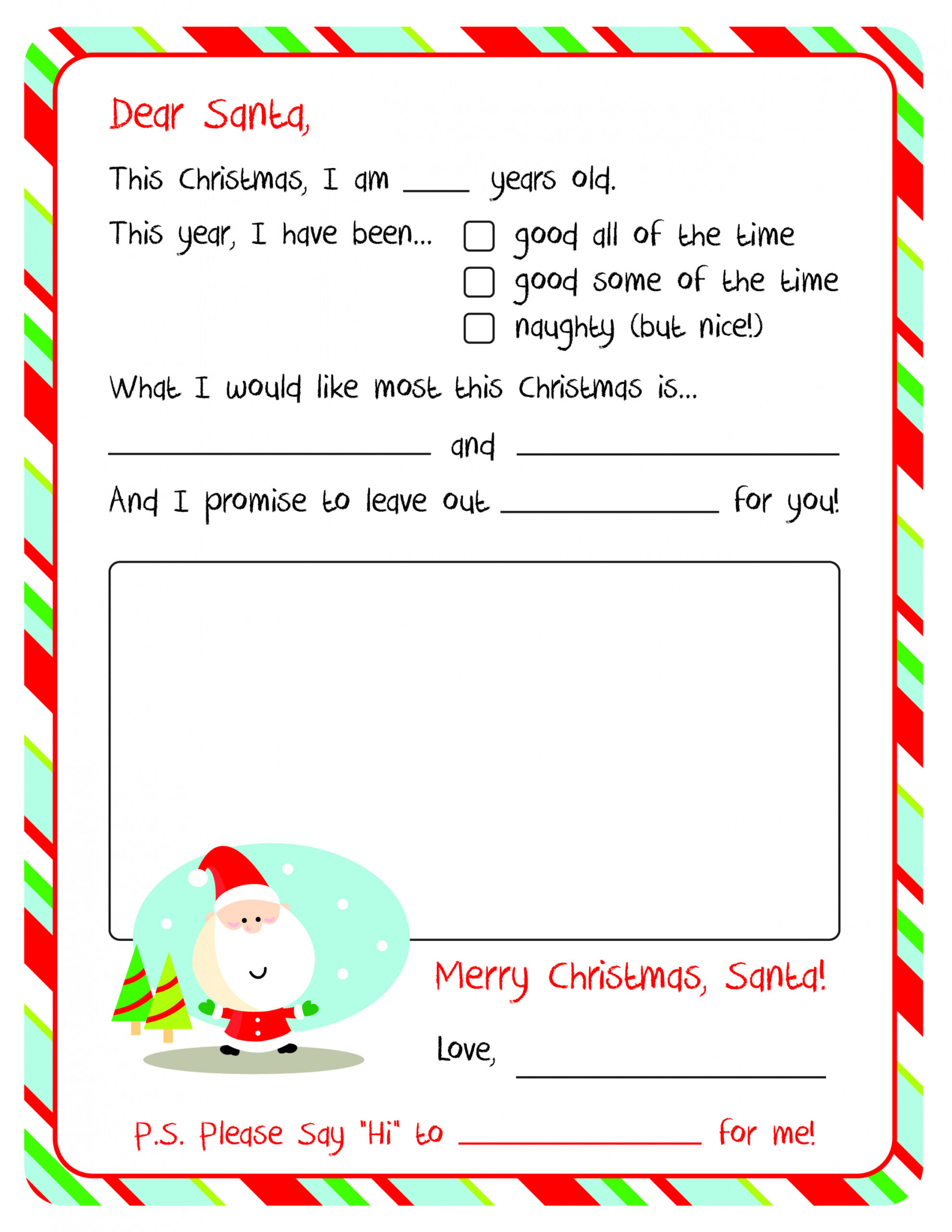 Letter to Santa – Free Printable - FREE Printables - Free Printable Santa Letter Template