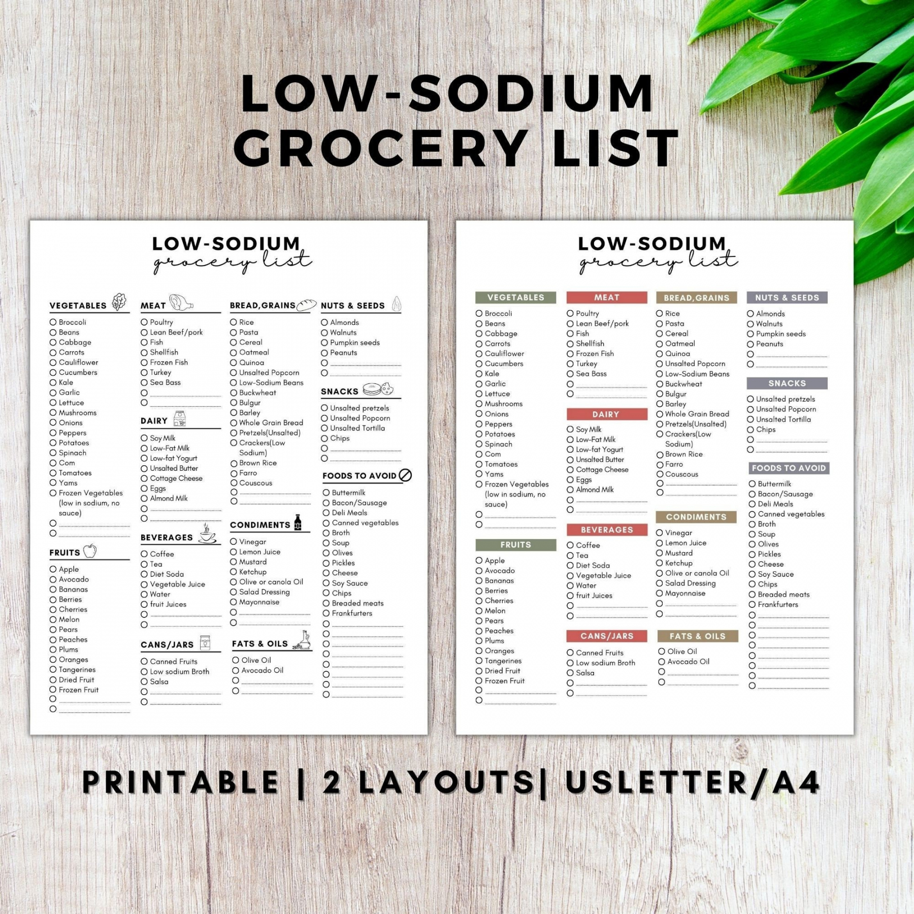 Low Sodium Grocery List Printablelow Sodium Food Listlow - Etsy - FREE Printables - Free Printable Low Sodium Food List
