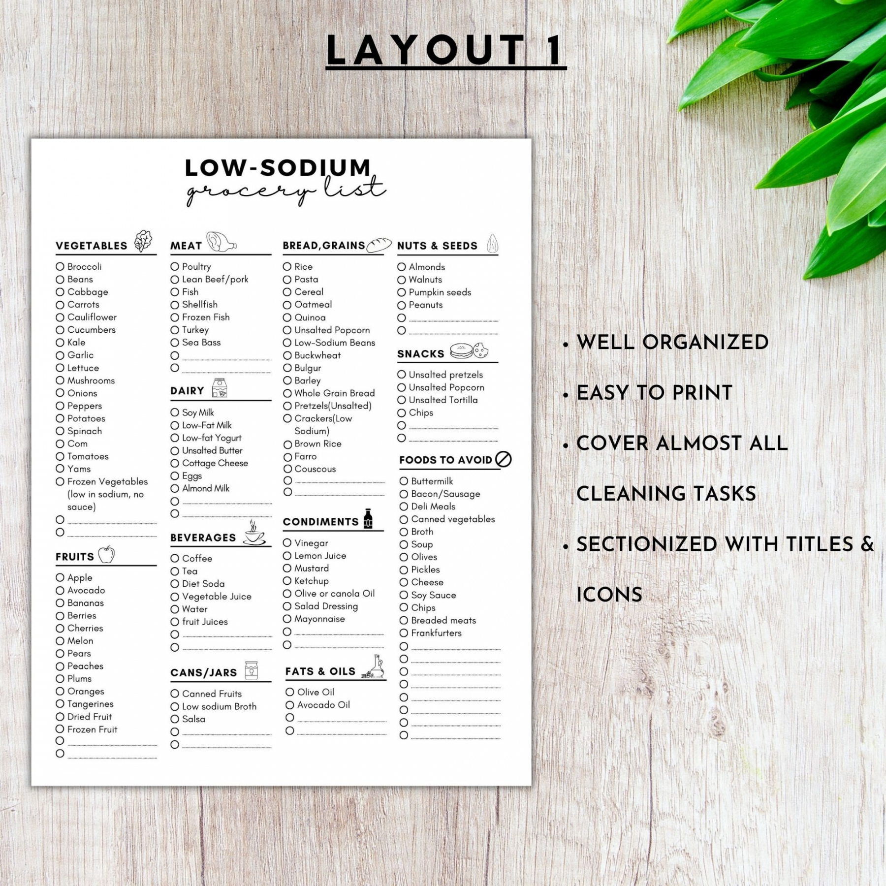 Low Sodium Grocery List Printablelow Sodium Food Listlow - Etsy - FREE Printables - Free Printable Low Sodium Food List