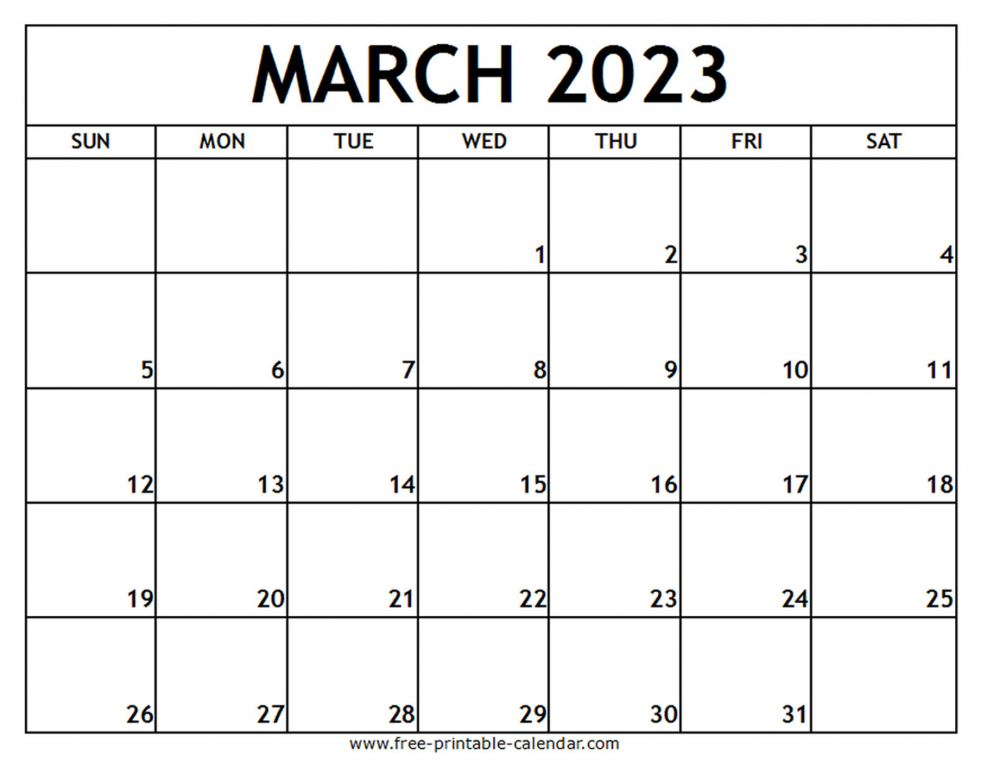 March  Printable Calendar - Free-printable-calendar - Free Printable March Calendar 2023