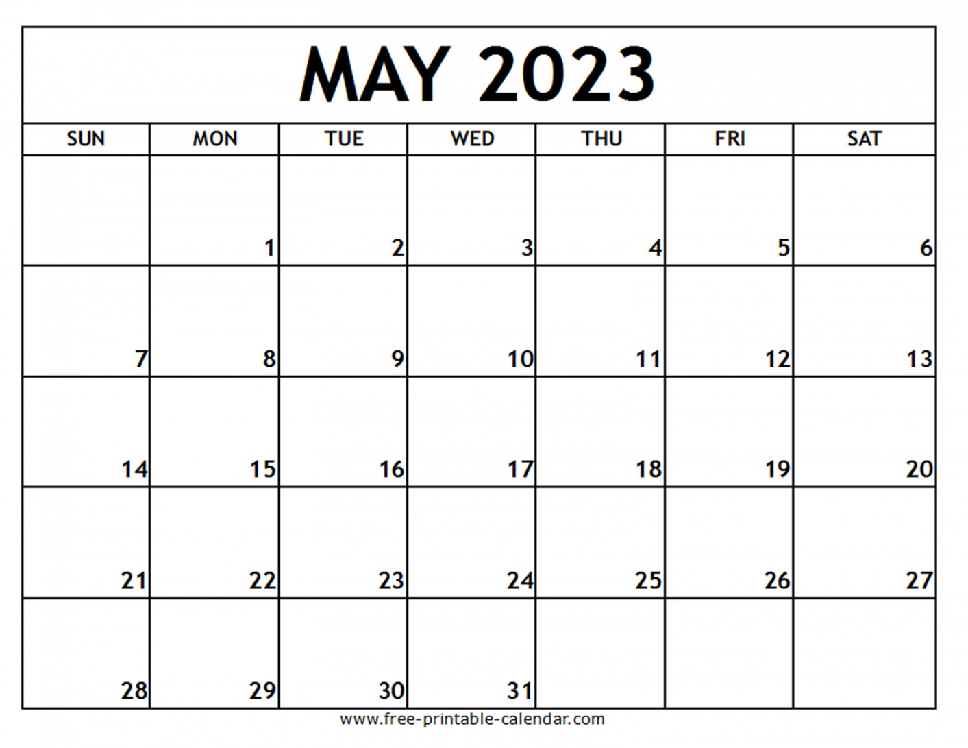 May  Printable Calendar - Free-printable-calendar - Free Printable May 2023 Calendar