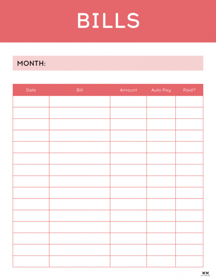 Monthly Bill Organizers -  Free Printables  Printabulls - FREE Printables - Monthly Bill Free Printable Bill Payment Calendar