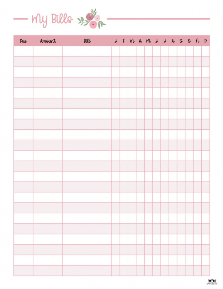 Monthly Bill Organizers -  Free Printables  Printabulls - FREE Printables - Free Printable Bill Tracker