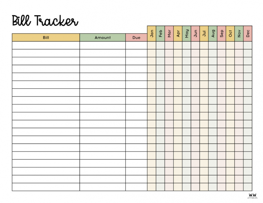 Monthly Bill Organizers -  Free Printables  Printabulls - FREE Printables - Free Printable Monthly Bill Payment Log