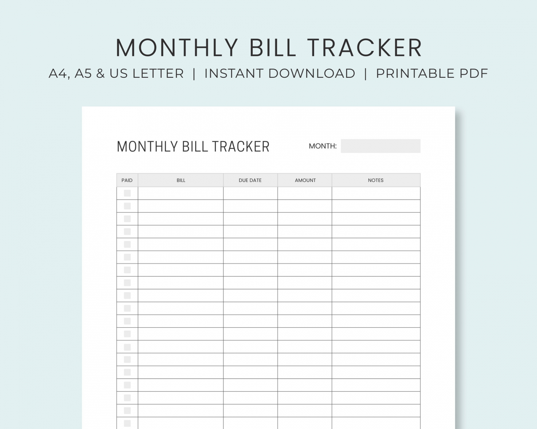 Monthly Bill Payment Tracker Printable Bill Pay Checklist - Etsy  - FREE Printables - Free Printable Monthly Bill Payment Log