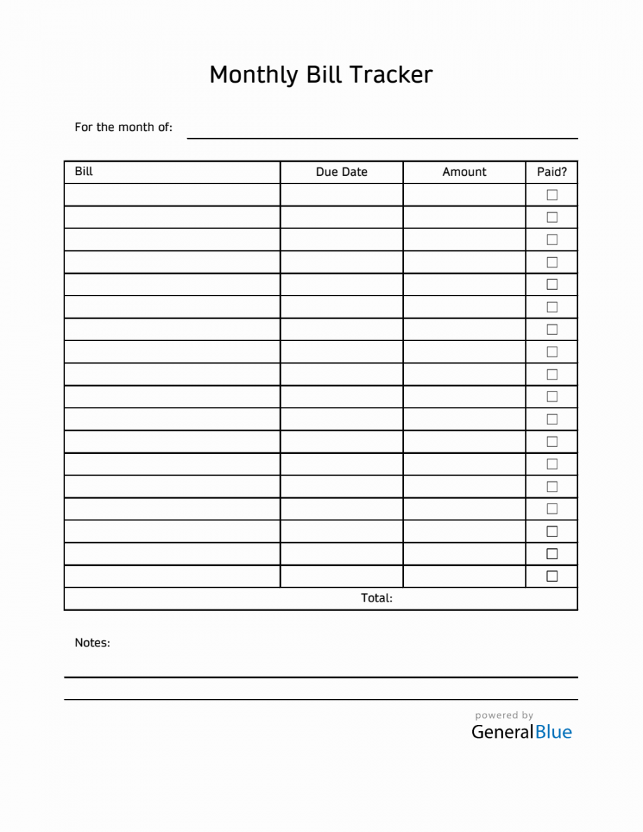 Monthly Bill Tracker in Word (Printable) - FREE Printables - Free Printable Bill Tracker