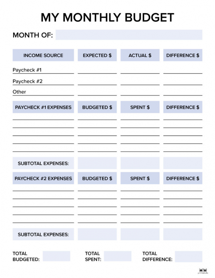 Monthly Budget Planners -  FREE Printables  Printabulls - FREE Printables - Free Printable Budget Sheet